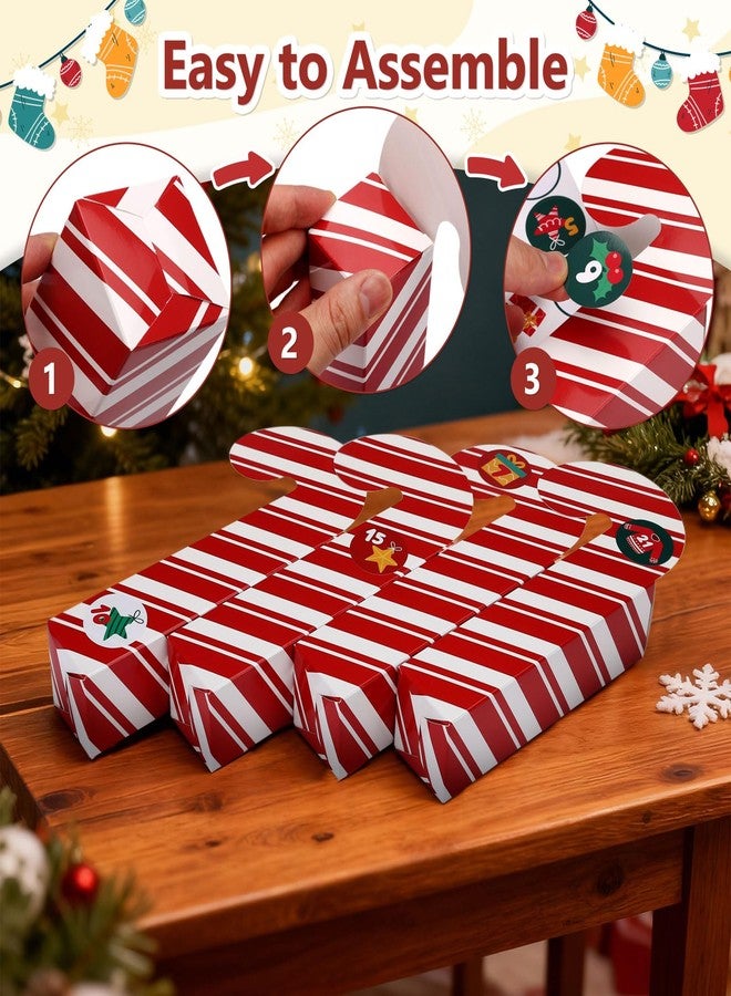 Naler 24 PCS Christmas Cookie Boxes Candy Cane Gift Boxes with 24 Number Stickers - 9.8x2x2 in, Christmas Treat Boxes for Christmas Decor, Party Favor, Christmas Countdown Calendar - Image 4